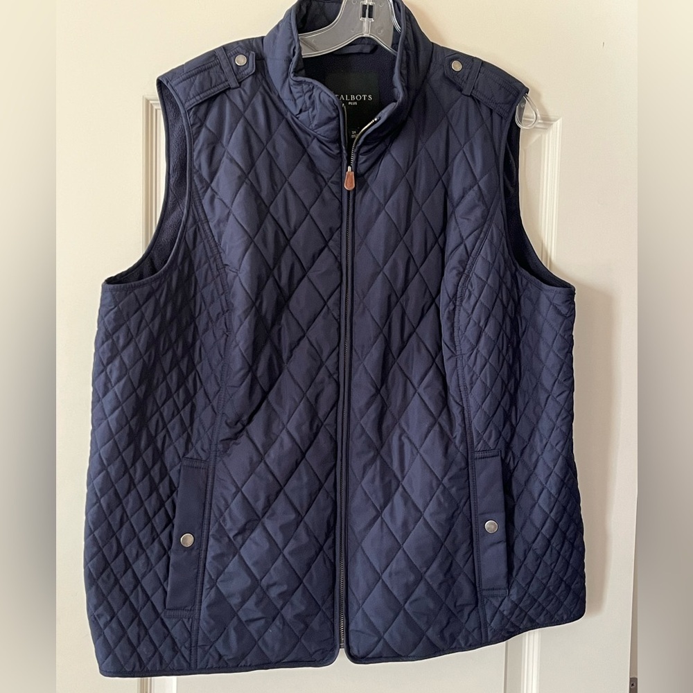 Talbots Navy Quilted Zip-Front Vest
